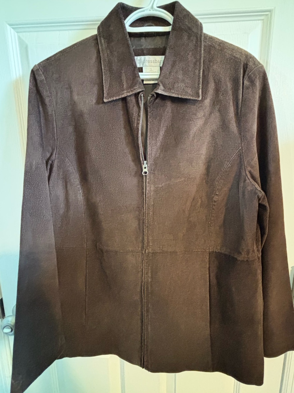 😍Dress Barn Brown Suede Zip-Front Jacket Size Large